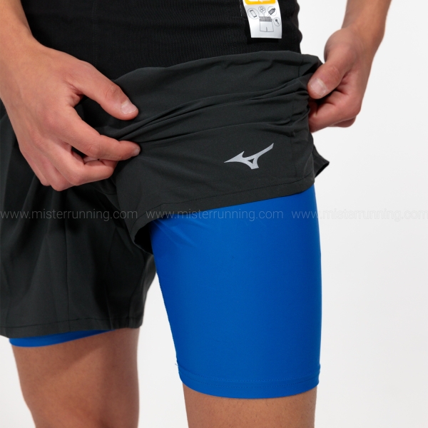 Mizuno Multi Pocket 2 in 1 7.5in Pantaloncini - Black/Surf The Web