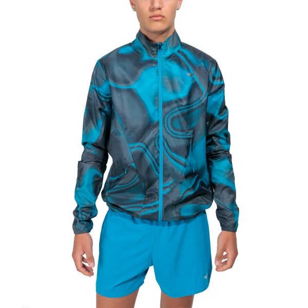 Men's Running Jacket Mizuno Mizuno Premium Aero Jacket  Hawaiian Ocean/Black  Hawaiian Ocean/Black 