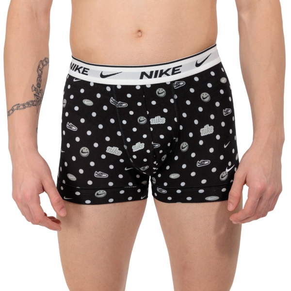 Men's Briefs and Boxers Underwear Nike Everyday Stretch x 3 Boxer  Sneaker Dot Print/White/Black 000PKE1008AMM