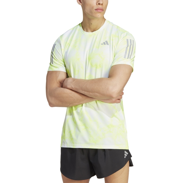 Men's Running T-Shirt adidas adidas Own The Run Graphic TShirt  White/Lucid Lemon  White/Lucid Lemon 