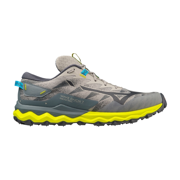 Men's Trail Running Shoes Mizuno Wave Daichi 7  Ghost Gray/Ombre Blue/Bolt 2 Neon J1GJ227132