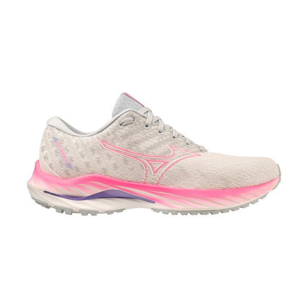 Woman's Structured Running Shoes Mizuno Wave Inspire 19  Snow White/High/Vis Pink/Purple Punch J1GD234471
