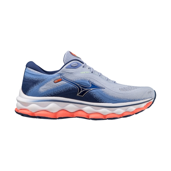 Women's Neutral Running Shoes Mizuno Mizuno Wave Sky 7  Blue Henon/Silver/Neon Flame  Blue Henon/Silver/Neon Flame 
