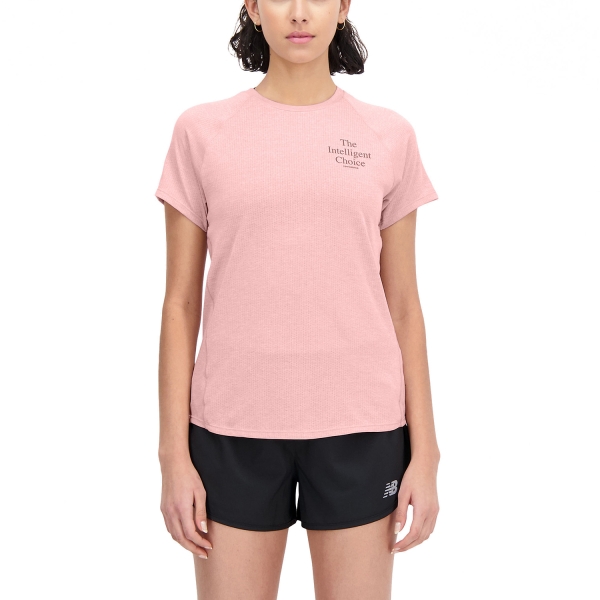 Women's Running T-Shirts New Balance New Balance Printed Impact TShirt  Pink Moon Heather  Pink Moon Heather 