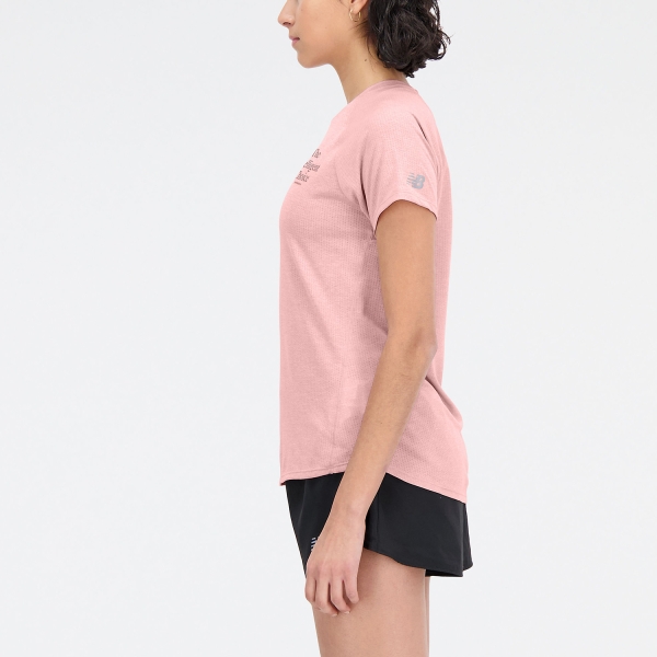 New Balance Printed Impact T-Shirt - Pink Moon Heather