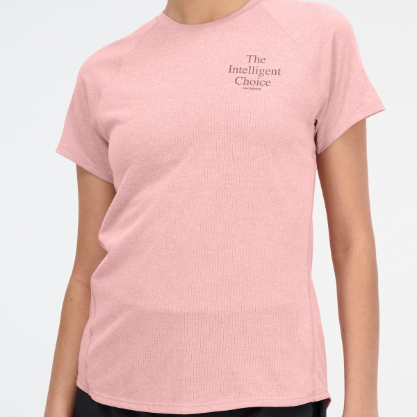 New Balance Printed Impact T-Shirt - Pink Moon Heather