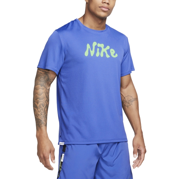 Maglietta Running Uomo Nike DriFIT UV Miler Studio 72 Maglietta  Diffused Blue/Lime Blast FB7946491