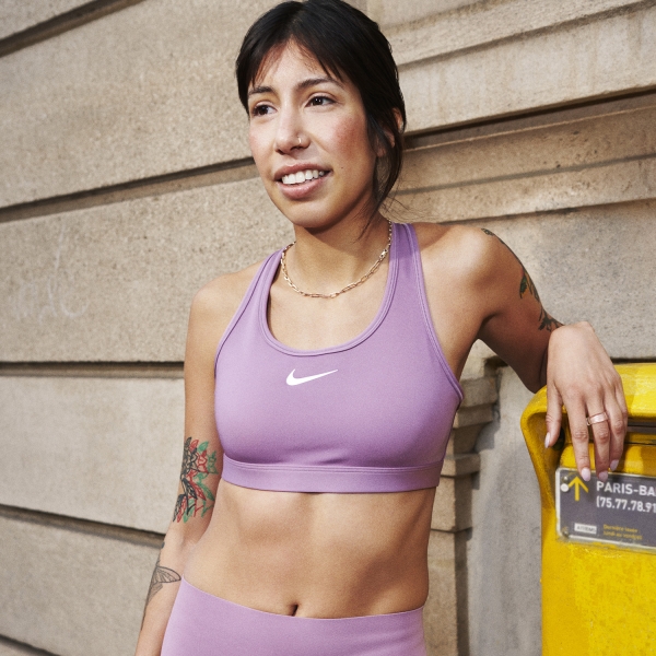 Nike Swoosh Dri-FIT Sports Bra - Violet Dust/White