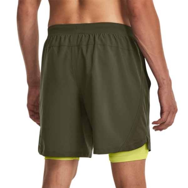 Under Armour Launch 2 in 1 7in Shorts - Marine Od Green/Black