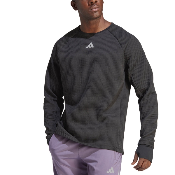 Men's Running Shirt adidas adidas Ultimate Warm Shirt  Black  Black 