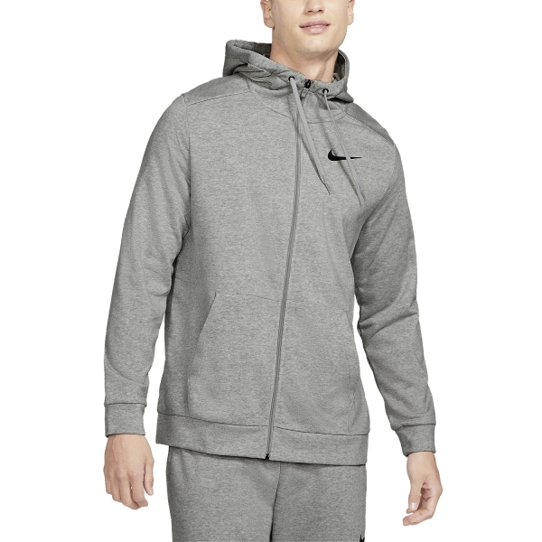 Men's Training Jacket and Hoodie Nike Nike DriFIT Logo Hoodie  Dark Grey Heather/Black  Dark Grey Heather/Black 