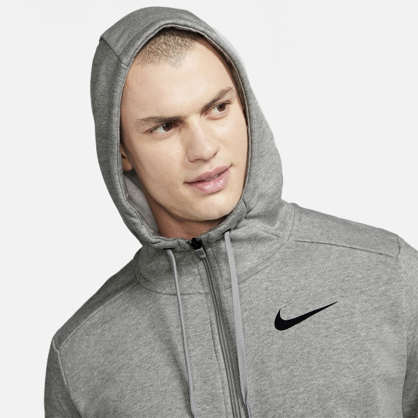 Nike Dri-FIT Logo Hoodie - Dark Grey Heather/Black