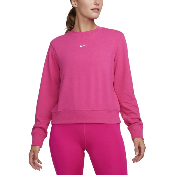 Felpe e Maglie da donna Nike Nike DriFIT One Crew Felpa  Fireberry/White  Fireberry/White 