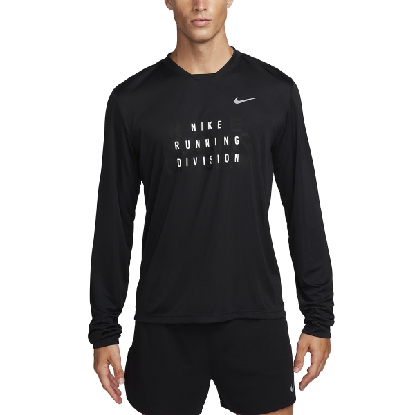 Men's Running Shirt Nike Nike DriFIT Run Division Rise 365 Shirt  Black/Black Reflective  Black/Black Reflective 
