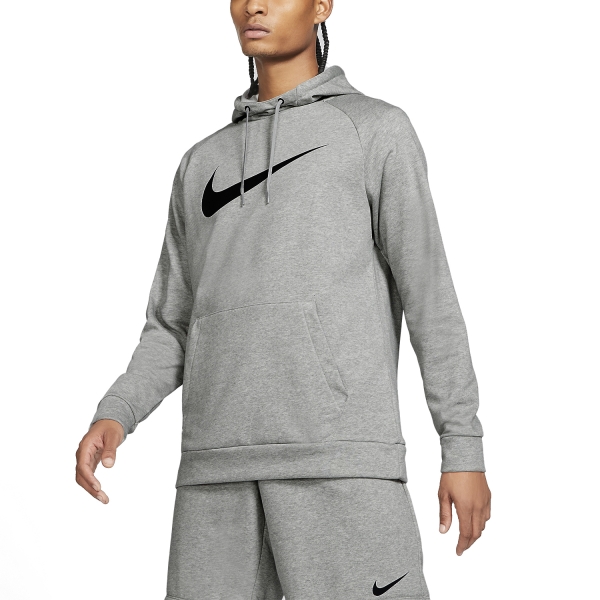 Men's Sweatshirt and Shirts Nike Nike DriFIT Swoosh Hoodie  Dark Grey Heather/Black  Dark Grey Heather/Black 