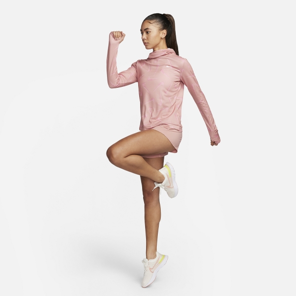 Nike Dri-FIT Swoosh Printed Pacer Shirt - Red Stardust/Reflective Silver