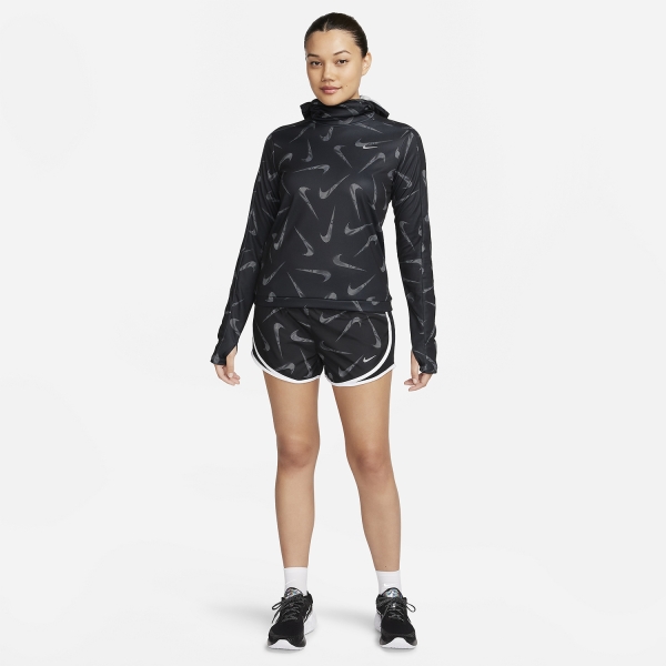Nike Dri-FIT Swoosh Printed Pacer Shirt - Black/Reflective Silver