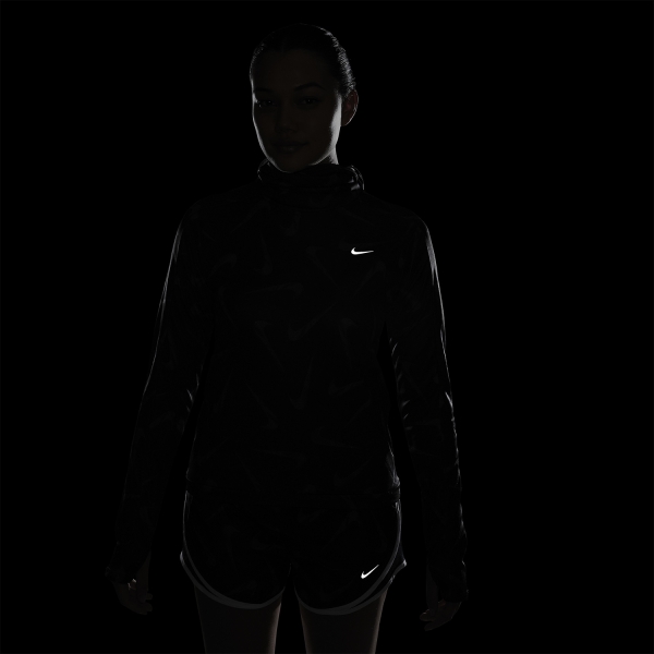 Nike Dri-FIT Swoosh Printed Pacer Shirt - Black/Reflective Silver