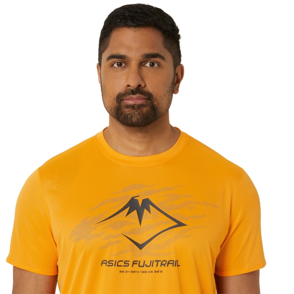 Asics Fujitrail Logo Camiseta - Fellow Yellow/Lichen Green/Graphite Grey