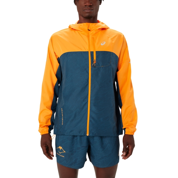 Men's Running Jacket Asics Fujitrail Windbreaker Jacket  Fellow Yellow/Magnetic Blue 2011C991800