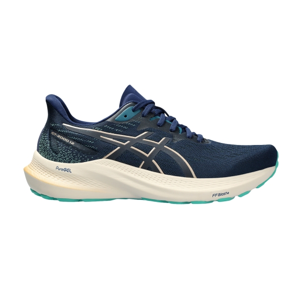 Woman's Structured Running Shoes Asics GT 2000 12  Blue Expanse/Champagne 1012B506401