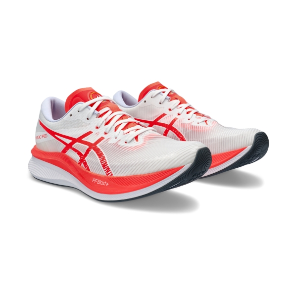 Asics Magic Speed 3 Men's Running Shoes - White/Sunrise Red