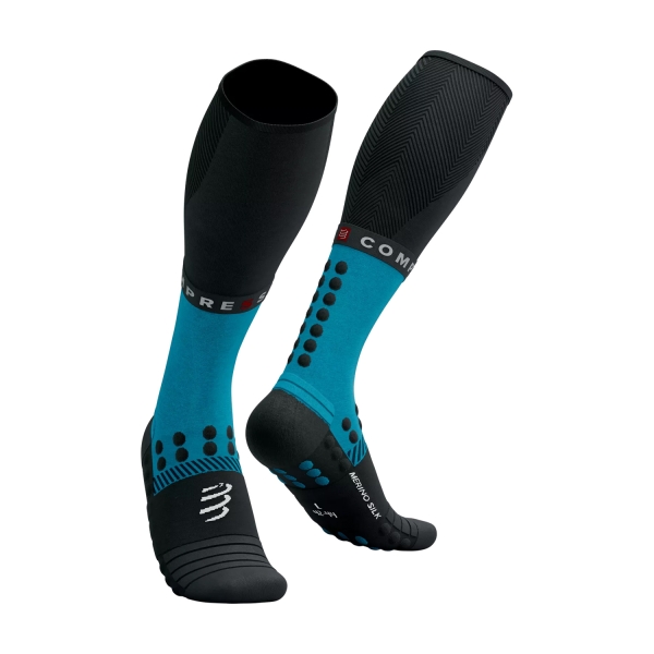 Running Socks Compressport Full Winter Socks  Mosaic Blue/Black CFSU3105028