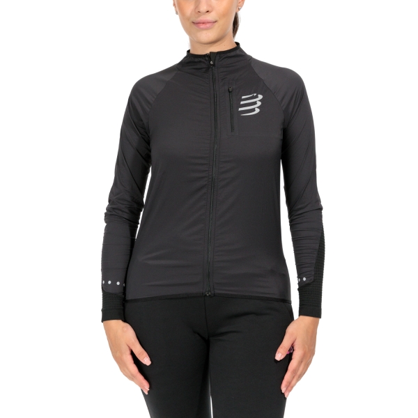 Women's Running Jacket Compressport Hurricane Windproof Jacket  Black AJVW1429000