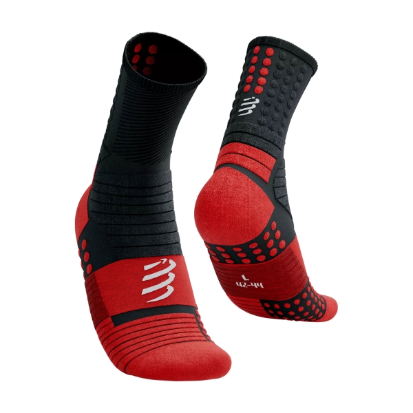 Running Socks Compressport Pro Marathon Socks  Black/High Risk Red XU00007B9012