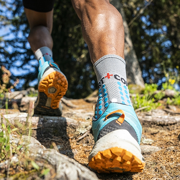 Compressport Ultra Trail Calcetines - Grey Melange/Hawaiian Ocean