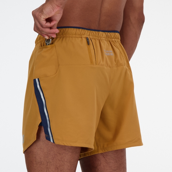 New Balance Graphic Impact Run 5in Shorts - Tobacco