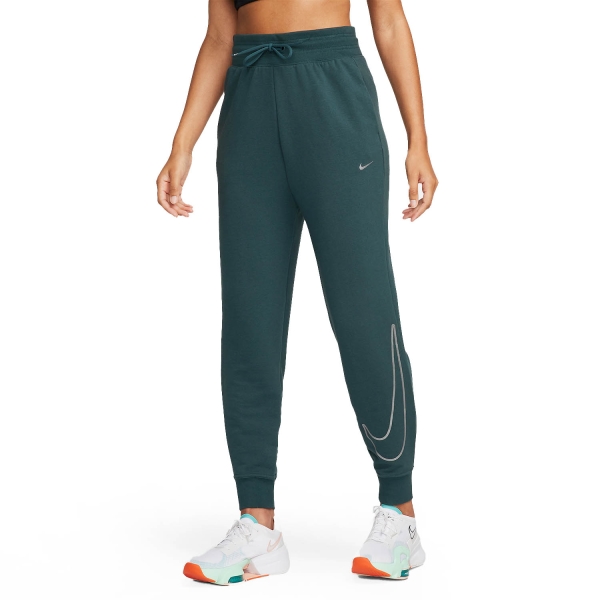 Pants e Tights Fitness e Training Donna Nike DriFIT One Pantaloni  Deep Jungle/Metallic Silver FB5575328