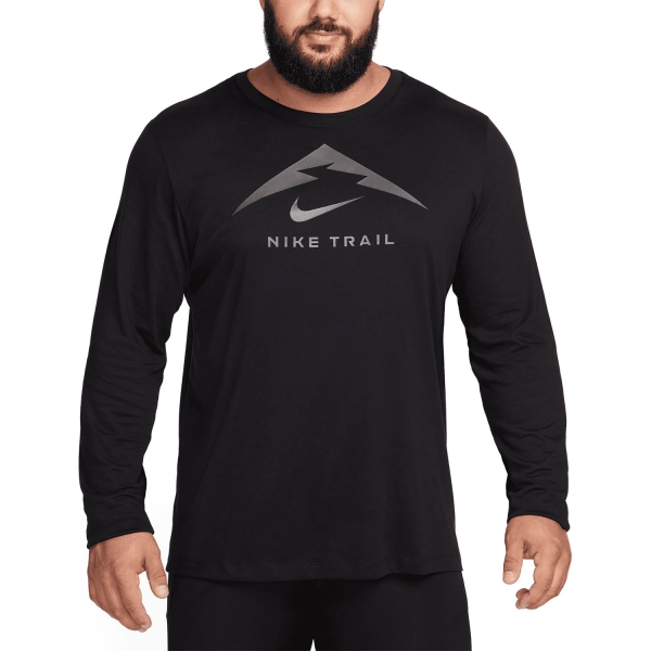 Men's Running Shirt Nike DriFIT Trail Shirt  Black FN0827010
