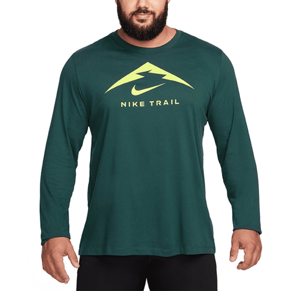 Men's Running Shirt Nike DriFIT Trail Shirt  Deep Jungle FN0827328