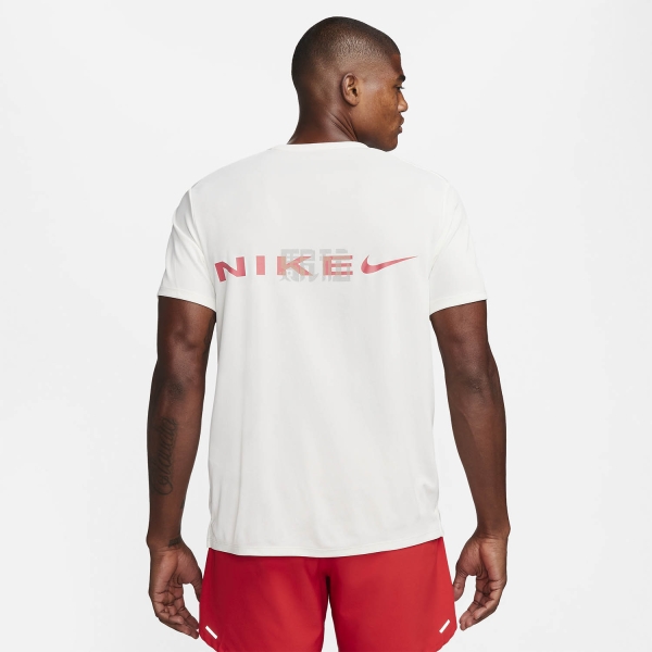 Nike Dri-FIT UV Miler Ekiden T-Shirt - Sail/Track Red/Hyper Pink/Medium Ash