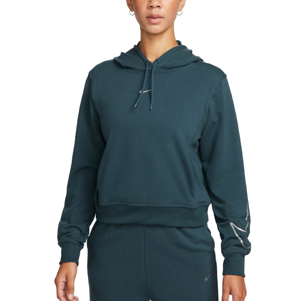 Women's Fitness & Training Shirt and Hoodie Nike Pro DriFIT One Hoodie  Deep Jungle/Metallic Silver FB5693328