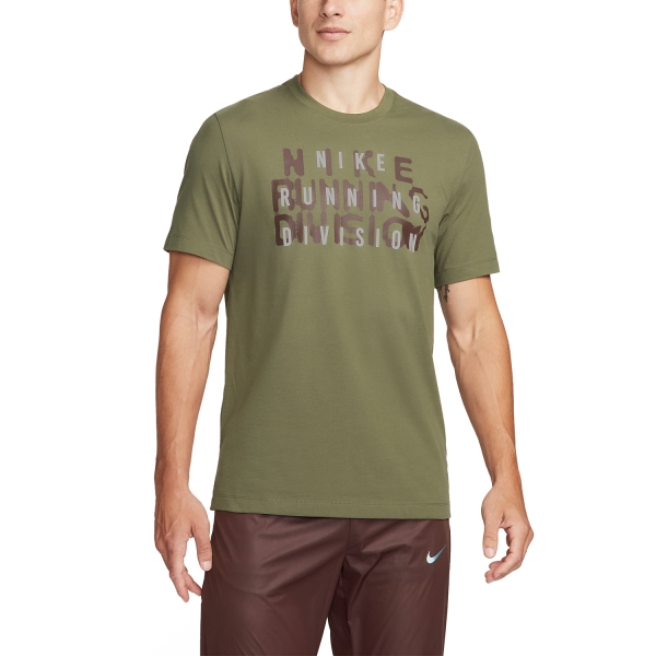 Men's Running T-Shirt Nike Run Division TShirt  Medium Olive FN0829222