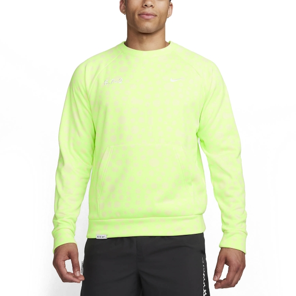 Men's Training Jacket and Hoodie Nike Nike ThermaFIT Printed Studio 72 Hoodie  Lime Blast/White  Lime Blast/White 