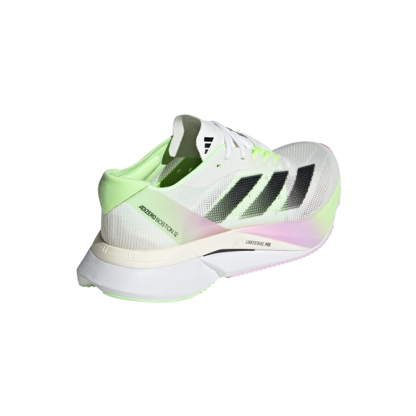 adidas adizero Boston 12 - Cloud White/Core Black/Green Spark