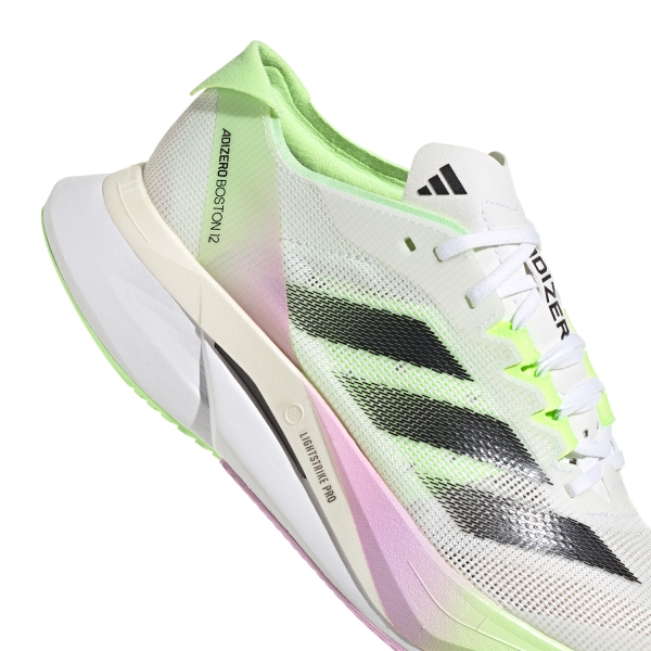 adidas adizero Boston 12 - Cloud White/Core Black/Green Spark