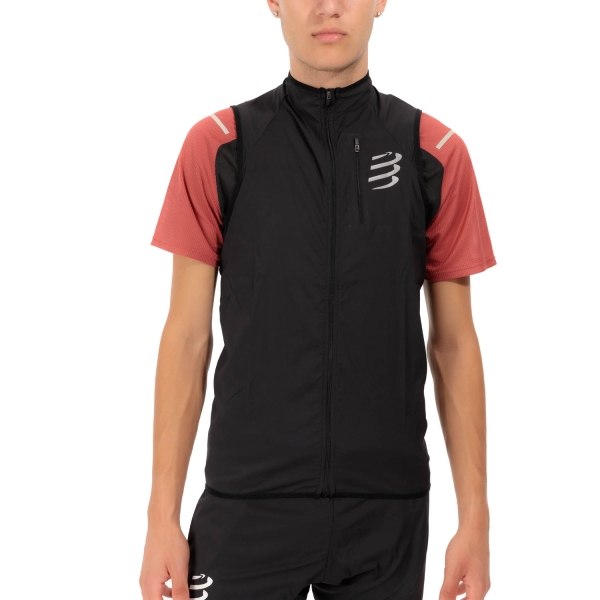 Giacca Running Uomo Compressport Hurricane Windproof Gilet  Black AJVM143900