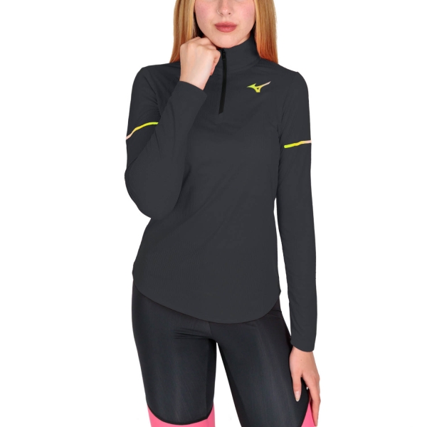 Women's Running Shirt Mizuno Dryaeroflow Shirt  Black J2GAA70409