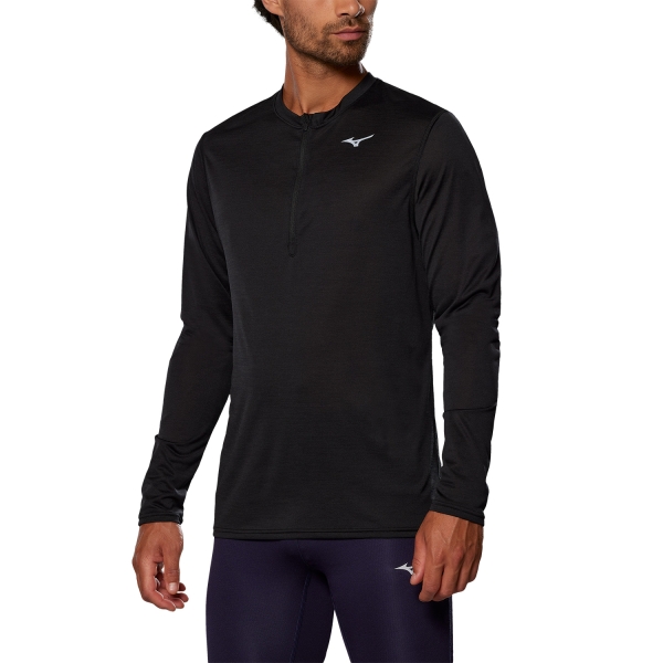 Men's Running Shirt Mizuno Impulse Core DryLite Shirt  Black J2GAA53509