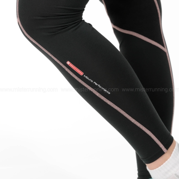 Mizuno Merino Wool Long Tights - Black/Apricot Blush