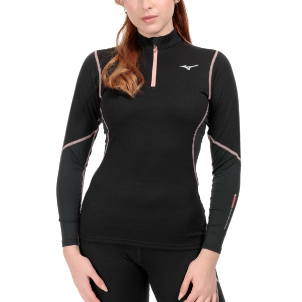 Women's Shirts Sport Underwear Mizuno Merino Wool Shirt  Black/Apricot Blush A2GAA76096