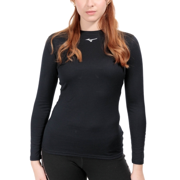 Women's Shirts Sport Underwear Mizuno Mid Weight Breath Thermo Shirt  Black A2GAA75109