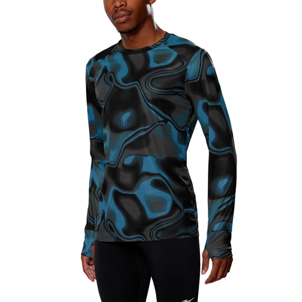 Men's Running Shirt Mizuno Mizuno Premium Aero Shirt  Hawaiian Ocean/Black  Hawaiian Ocean/Black 