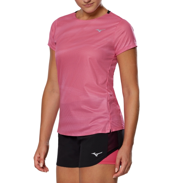 Women's Running T-Shirts Mizuno Premium Aero TShirt  Sangria Sunset J2GAA70161