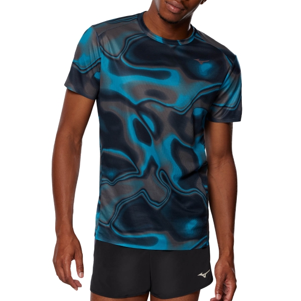 Men's Running T-Shirt Mizuno Mizuno Premium Aero TShirt  Hawaiian Ocean/Black  Hawaiian Ocean/Black 