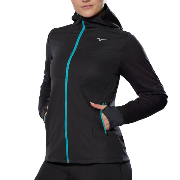 Women's Running Jacket Mizuno Thermal Charge BT Jacket  Black/Atlantis J2GE270292